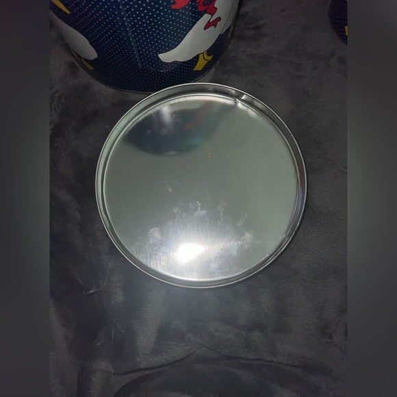 Vintage Navy Blue Polka Dot Goose Geese Duck Tin Box Canisters One With Handle - Picture 16 of 16